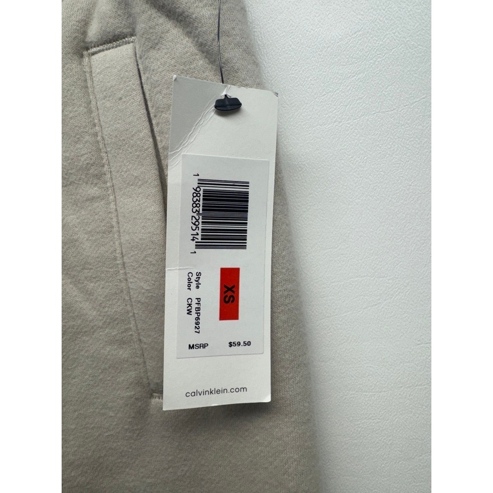 Calvin Klein Performance Joggers Women XS Beige Fleece Elastic Cinch Cuff - Picture 3 of 10